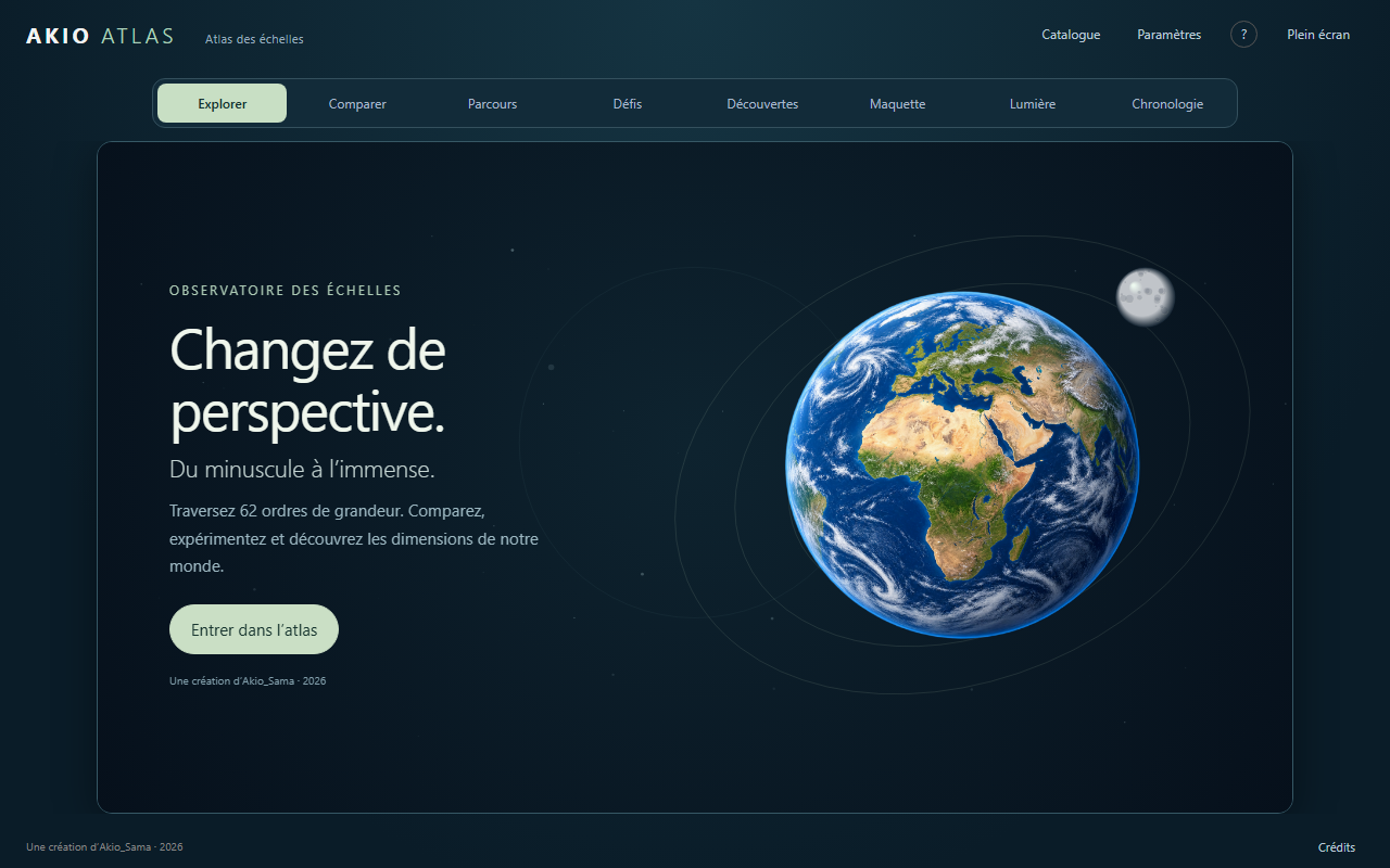 Écran d’accueil de l’observatoire interactif Akio Atlas